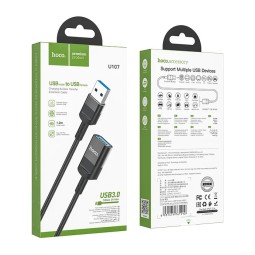 Кабель-удлинитель HOCO U107 USB (папа) - USB3.0 (мама) 1.2м черный