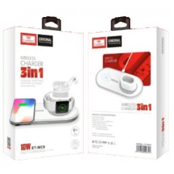 Беспроводное зарядное устройство 3in1 смартфон/Watch/AirPods Earldom ET-WC9 10W/2W/3W белое