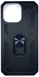 Накладка для i-Phone 14 Pro Max силиконовая противоударная с кольцом черная