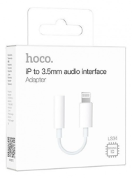 Кабель-переходник Hoco LS34 Lightning (папа) на AUX 3.5мм (мама) белый
