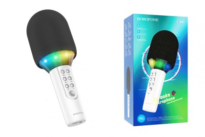Микрофон для караоке Borofone BFK2 1200mAh 6h BT5.0 белый