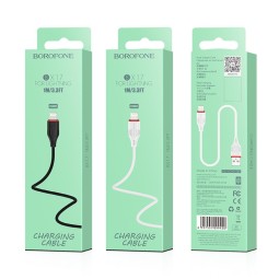 Usb Кабель-зарядка Lightning Borofone BX17 Enjoy 2.4A 1м силиконовый белый