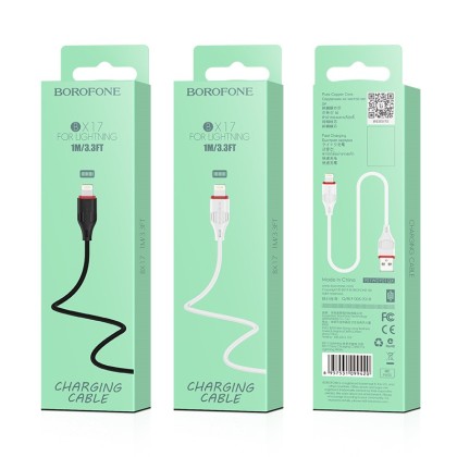 Usb Кабель-зарядка Lightning Borofone BX17 Enjoy 2.4A 1м силиконовый белый