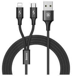 Usb Кабель-зарядка Micro+Lightning Baseus Rapid 1.2м (CAML-SU01) черный