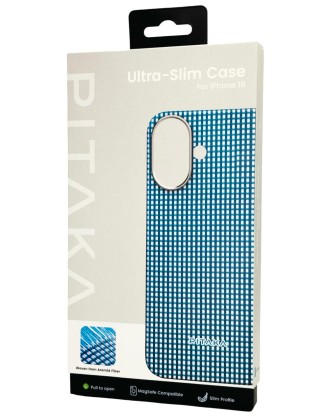 Накладка для i-Phone 16 6.1" Pitaka Ultra Slim case синяя (Ocean blue)