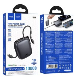 Powerbank Hoco Q49 10000mAh 1USB-C с проводом Type-C/Lightning черный