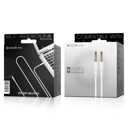 Аудиокабель AUX 3,5mm Borofone 1м BL1 белый