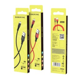 Usb Кабель-зарядка Lightning Borofone BX20 Enjoy 2A 1м в тканевой оплётке чёрный