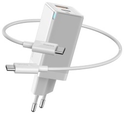 Сетевое зар. устр. Baseus GaN Mini Quick Charger 1USB+1C 45W (CCGAN-Q02) белое