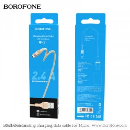 Usb Кабель-зарядка Lightning Borofone BX21 Outstanding 2.4A 1м в тканевой оплётке серый