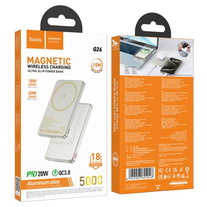 Powerbank с беспроводной зарядкой MagSafe Hoco Q26 5000mAh 1USB-C 20W золотой