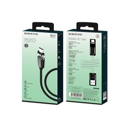 Usb Кабель-зарядка магнитный Micro Borofone BU1 MagJet 3A 1.2м силиконовый черный