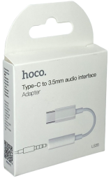 Кабель-переходник Hoco LS35 Type-C (папа) на AUX 3.5мм (мама) белый