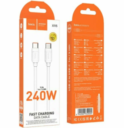 Usb Кабель-зарядка Type-C на Type-C Hoco X115 5A 240W 1м силиконовый белый