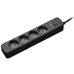 Perfeo сетевой фильтр "POWER STREAM", 2500W,  1,5м, 4 розетки, черный