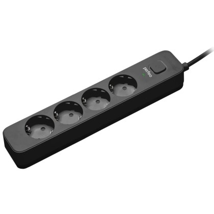 Perfeo сетевой фильтр "POWER STREAM", 2500W,  1,5м, 4 розетки, черный