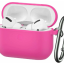Силиконовый чехол для AirPods Pro 2 c карабином ярко-розовый