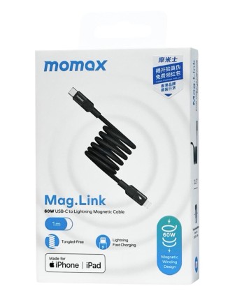 Usb Кабель-зарядка Type-C на Lightning Momax Mag.Link 60W DL57D 1м черный