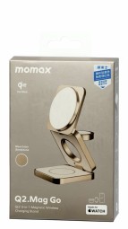 Беспроводное зарядное устройство магнитный 3в1 Momax Q2 Mag Go UD31L2 золотисто-белый