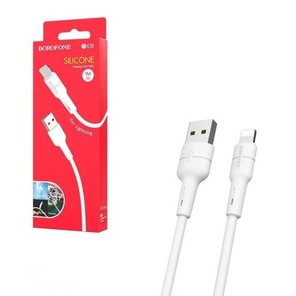 Usb Кабель-зарядка Lightning Borofone BX30 2.4A 1м силиконовый белый