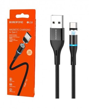 Usb Кабель-зарядка Type-C Магнитный Borofone BU16 3A 1.2м чёрный