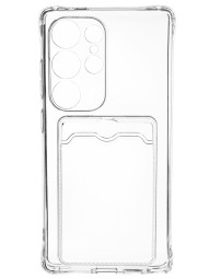 Чехол-накладка силикон с карманом под карту Samsung Galaxy S25 Ultra прозрачный