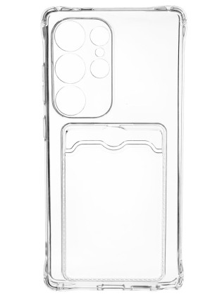 Чехол-накладка силикон с карманом под карту Samsung Galaxy S25 Ultra прозрачный