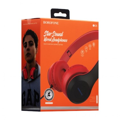 Стереонаушники Полноразмерные Borofone BO5 Star sound 1.2м красный
