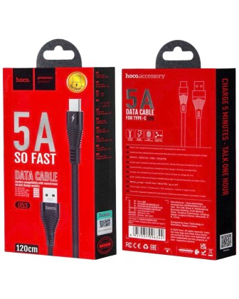 Usb Кабель-зарядка Type-C Hoco U53 5A 1.2м черный