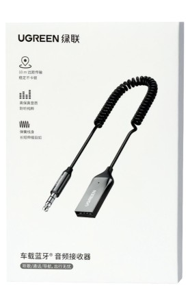 Адаптер Ugreen CM309 AUX Car Receive BT5.3 серый
