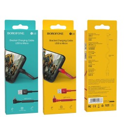 Usb Кабель-зарядка Micro Borofone BU6 Bracket 2A 1.2м в тканевой оплётке чёрный