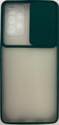 Накладка со шторкой камеры Samsung Galaxy A72 матовая зеленая