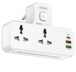 Сетевой фильтр LDNIO SC2311 2 розетки/2USB/USB-C белый