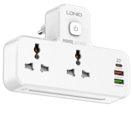 Сетевой фильтр LDNIO SC2311 2 розетки/2USB/USB-C белый