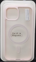 Накладка для i-Phone 14 6.1" Magsafe силикон прозрачный бока розовая