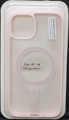 Накладка для i-Phone 14 6.1" Magsafe силикон прозрачный бока розовая