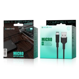 Usb Кабель-зарядка Micro Borofone BX1 Ezsync 2A 1м силиконовый чёрный