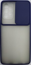 Накладка со шторкой камеры Samsung Galaxy A72 матовая темно-синяя