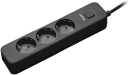 Perfeo сетевой фильтр "POWER STREAM", 2500W, 1,5м, 3 розетки, черный