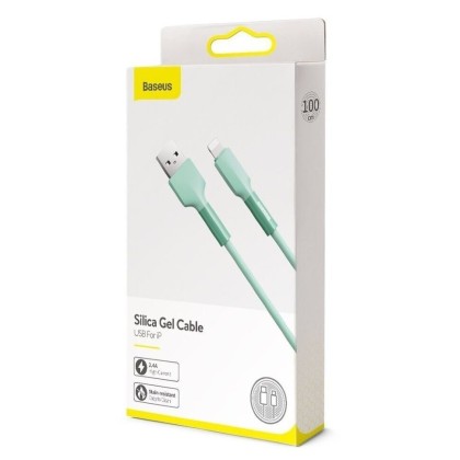 Usb Кабель-зарядка Lightning Baseus Silica Gel 3A 1м (CALGJ-06) бирюзовый