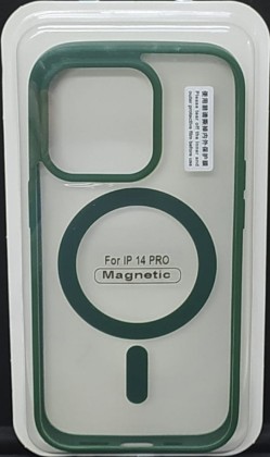 Накладка для i-Phone 14 Pro 6.1" Magsafe силикон прозрачный бока зеленая
