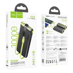 Powerbank Hoco J127A 10000mAh 2C с шнуром Type-C/Lightning  черный