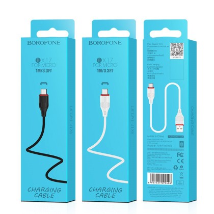 Usb Кабель-зарядка Micro Borofone X17 Enjoy 2A 1м силиконовый белый
