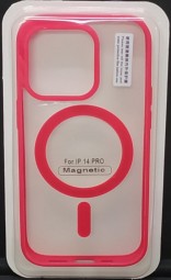 Накладка для i-Phone 14 Pro 6.1" Magsafe силикон прозрачный бока красная