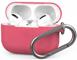 Силиконовый чехол для AirPods Pro 2 c карабином малиновый