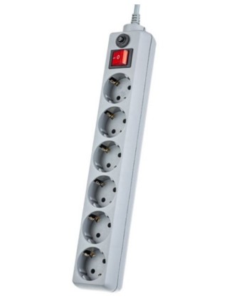 Сетевой фильтр Perfeo Power+ (PF-PP-6/3,0-G) 3м/6 розеток серый
