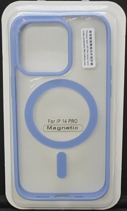 Накладка для i-Phone 14 Pro 6.1" Magsafe силикон прозрачный бока лиловая