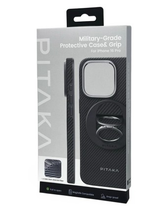 Накладка для i-Phone 16 Pro 6.3" Pitaka Military-Grade Protective Case&Grip 3 черно-серый