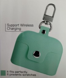 Силиконовый чехол для AirPods Pro с кнопкой и карабином бирюзовый