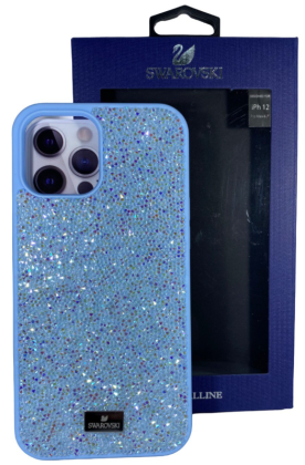 Накладка для i-Phone 12 Pro Max 6.7" Swarovski голубой